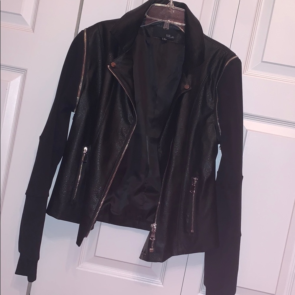 black leather coat